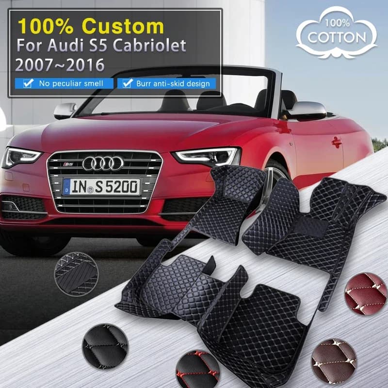 Tappetini auto 3D per Audi S5 B8 8T B8.5 8.5T 2007 ~ 2016 Set completo Parte interna auto Tappetino in pelle di lusso Tappeto durevole Accessori auto