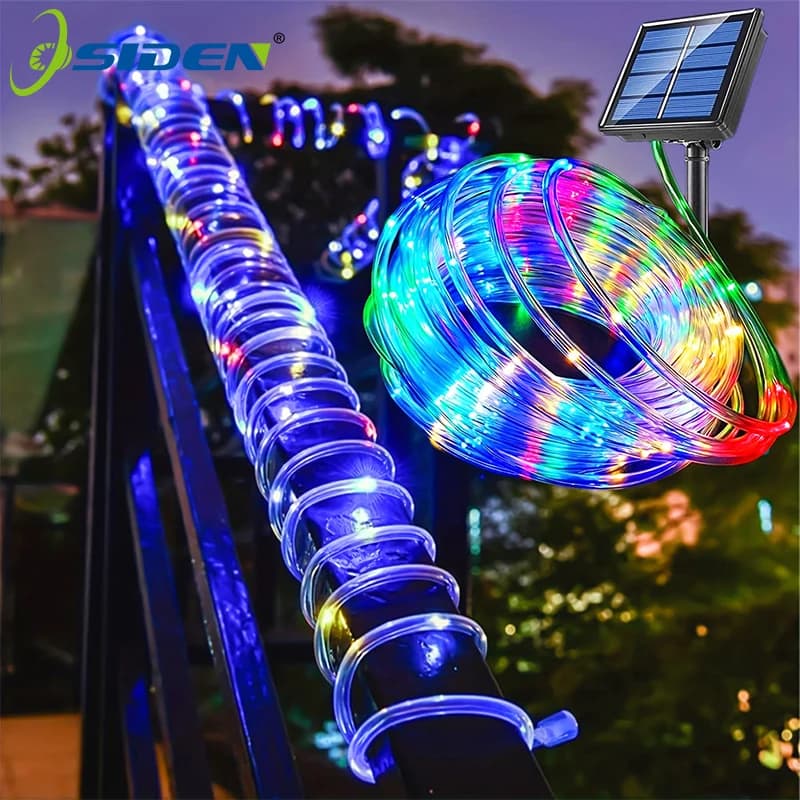 200 LED Solar Cord Light Waterproof Outdoor Solar Energy Fiabesche Lights 8 Christmas Mode for Garden Backyard Holiday Tree Decoration Light