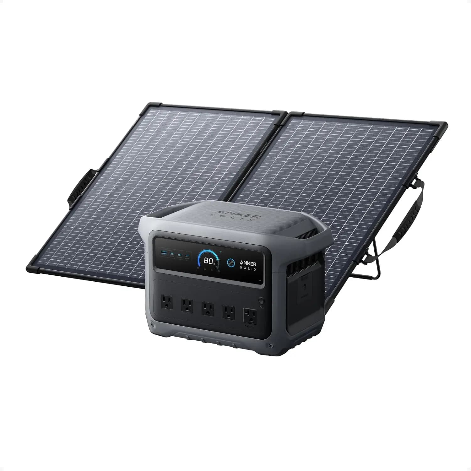 SOLIX C1000 Gen 2 Portable Power Station with 100W Bifacial Solar Panel, 2,000W (Peak 3,000W) Solar Generator, Full, Customized