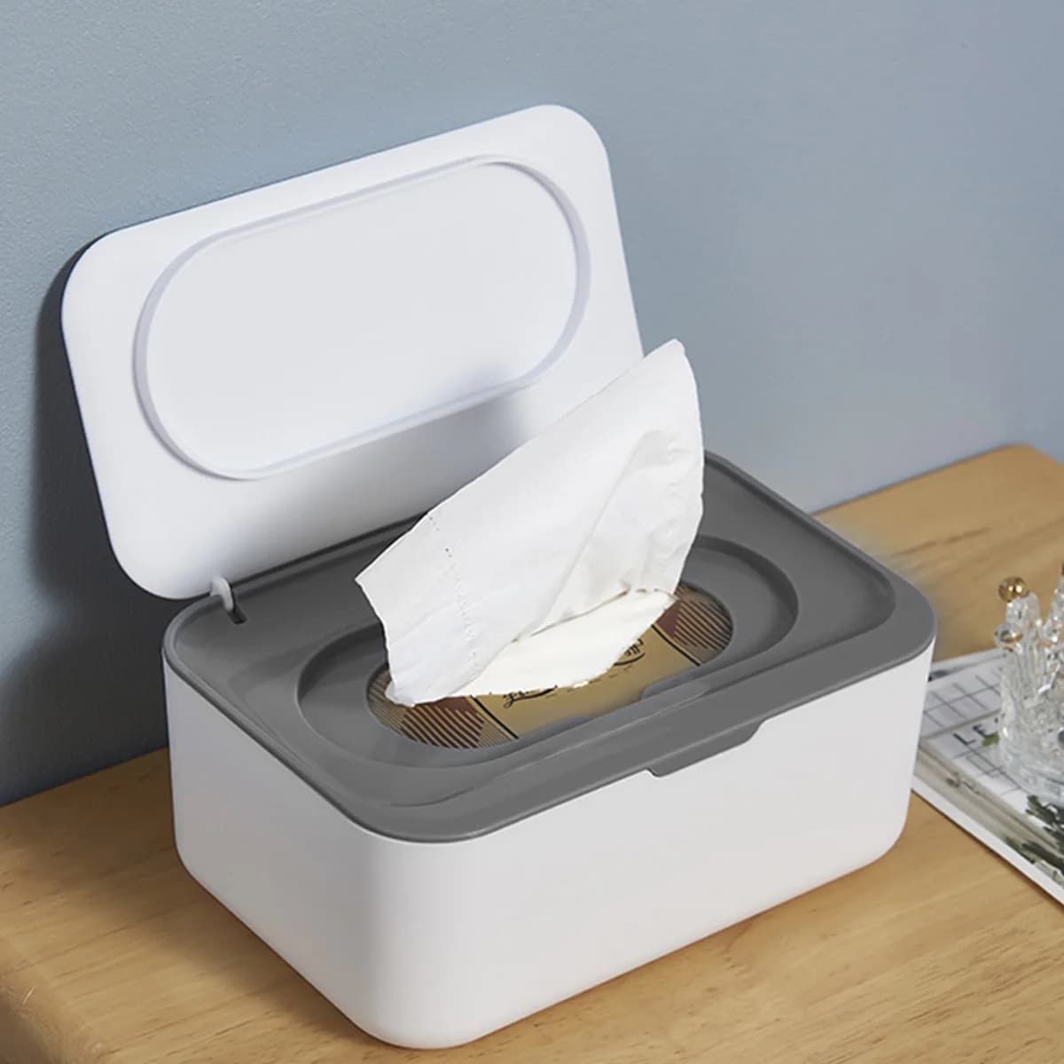 Dispenser di carta per scatola di fazzoletti bagnati portatile con coperchio Portaoggetti per scatola di fazzoletti Antipolvere Organizzatore per auto per bambini Tovagliolo caldo