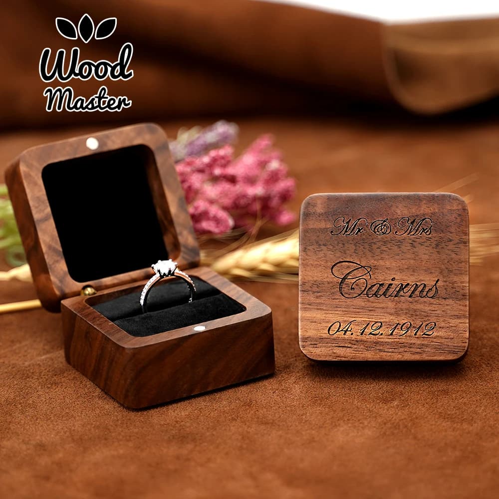 Portagioie in vero legno di noce, ciondolo all'ingrosso, collana, anello, orecchino, confezione regalo con interno in velluto