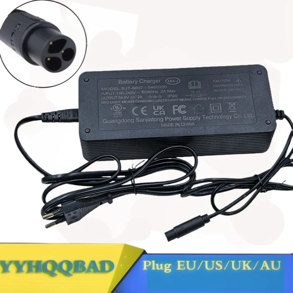 54.6V 2A Charger for MI4-Julet 3105 Scooter Ebike 48V Li-Ion Battery Pack Adapter for Electric Bicycles
