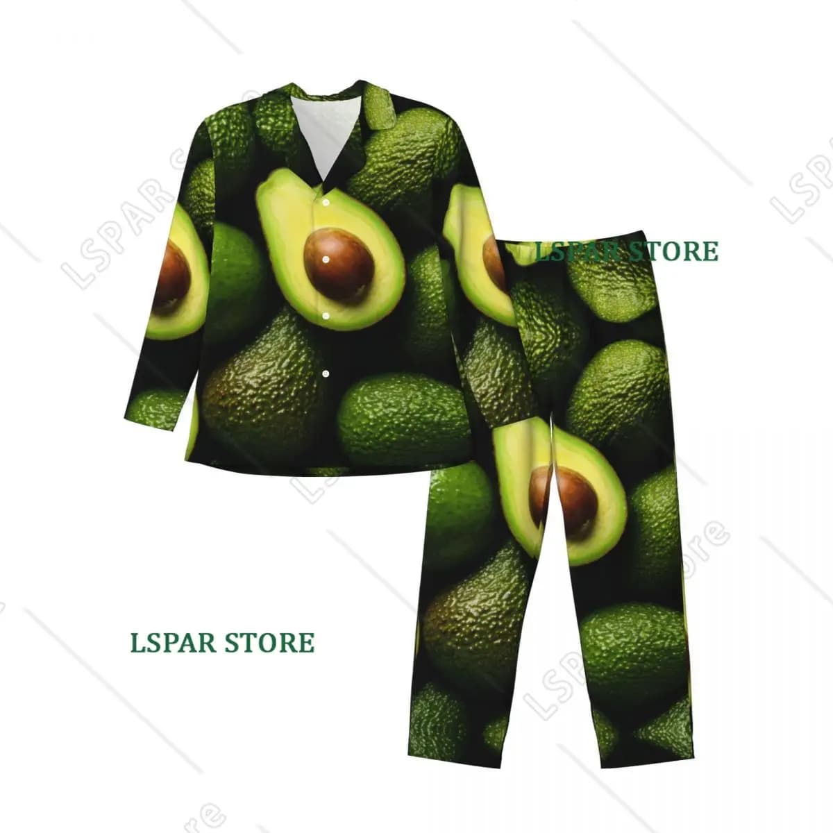 Men's Home Suits Long-sleeved Fresh Avocado Suits for Autumn and Winter Pajamas for Men