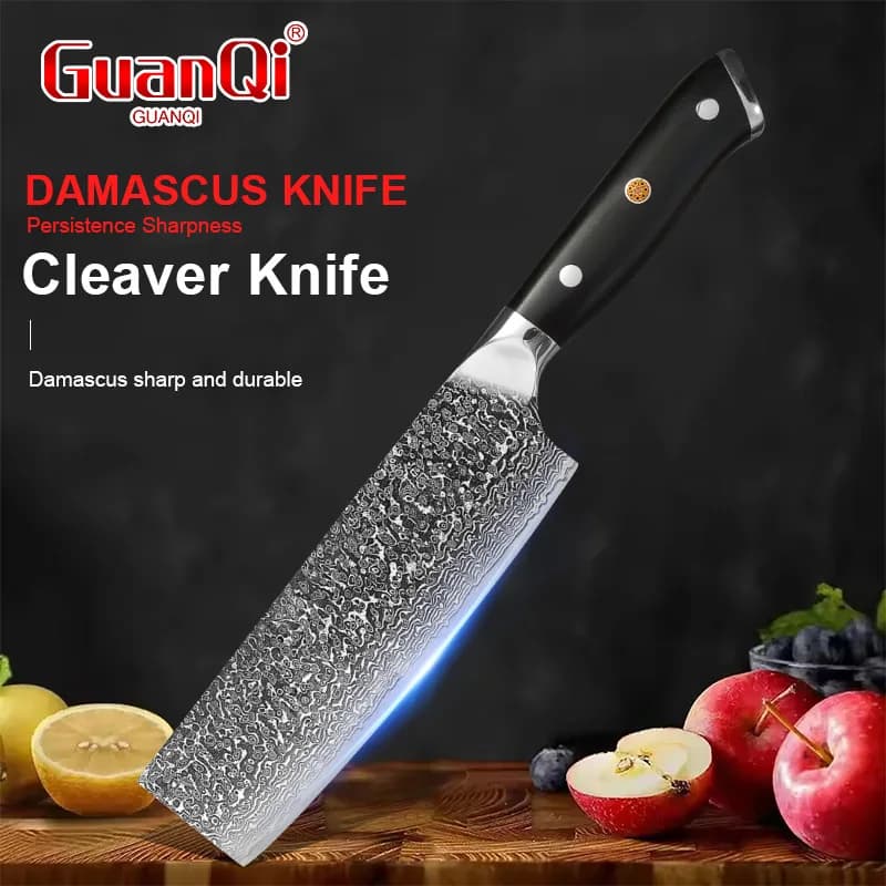 Coltelli in acciaio di Damasco da 7 pollici Coltello da cucina professionale per affettare Coltello da chef G10 Maniglia per disossare la frutta Mannaia per la casa