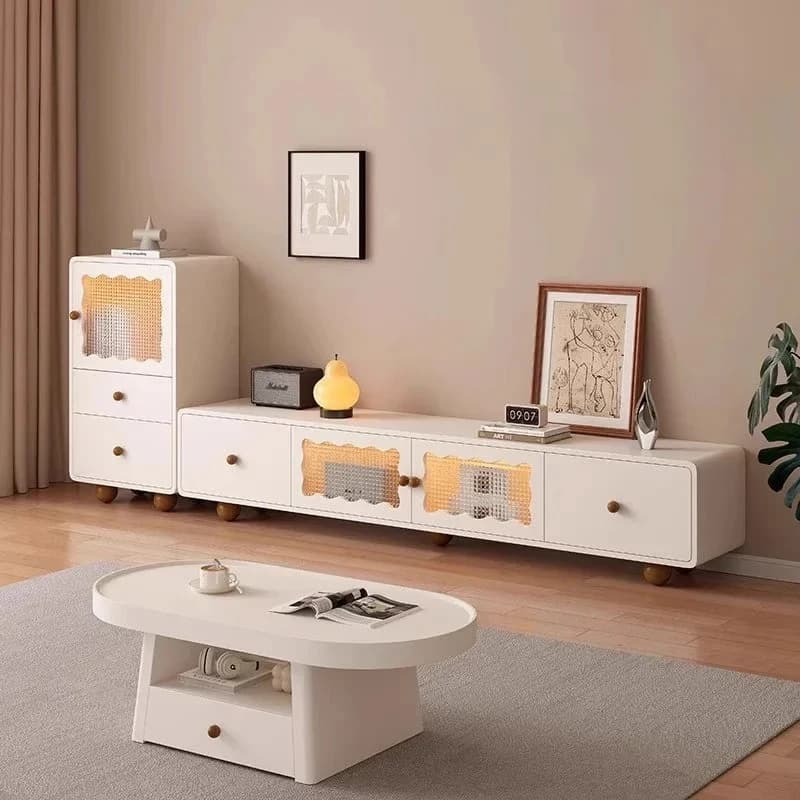 Mobili TV per Soggiorno, Mobili Bianchi Moderni, Tavolo TV Nordico, Mobile Porta TV di Design, Arredamento per Casa