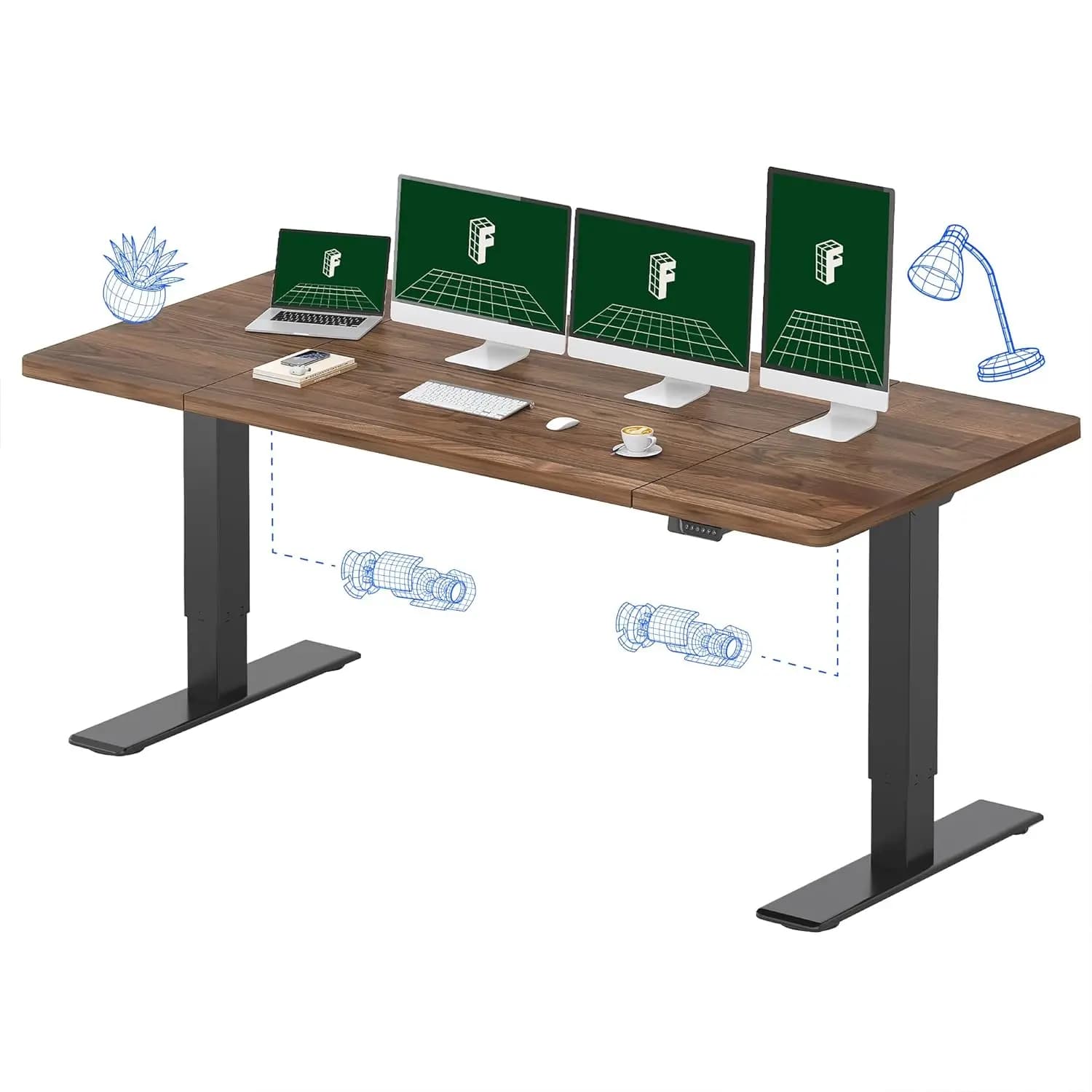 79"x32" Electric Standing Desk Dual Motor 198 LBS Capacity Multi-Monitor Home Office Workspace, Customized