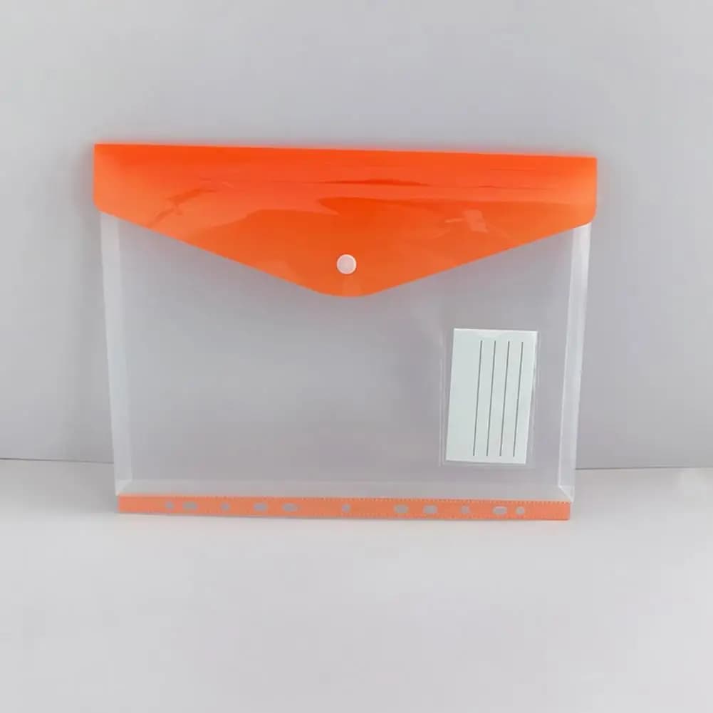 Horizontal 11 Hole PP Document Organizer with Name Card Slot A4 Snap Button File Folder Rainbow Color Storage Bag for Students