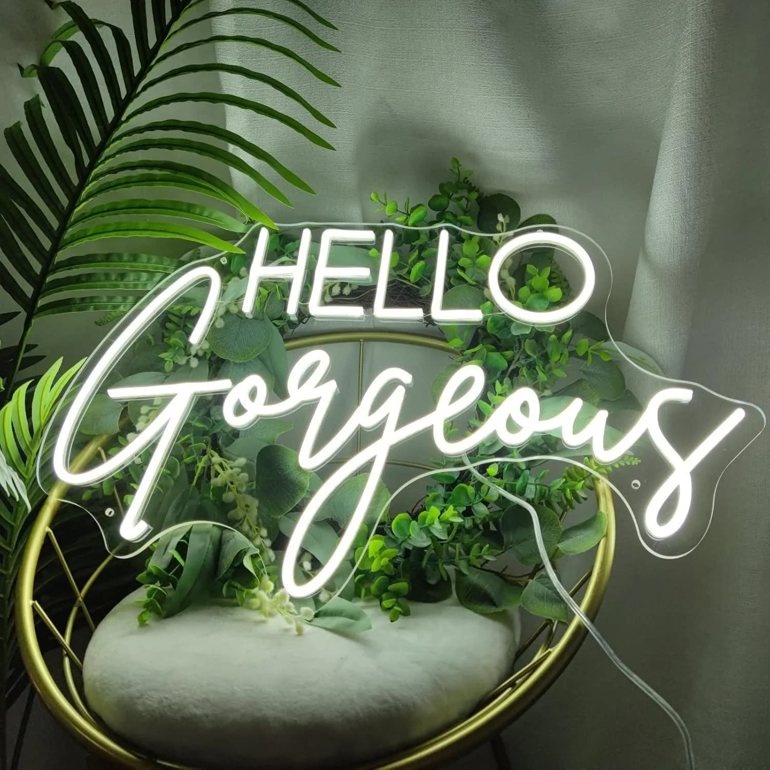 Hello Gorgeous LED Neon Sign 16,9×10,7 pollici Luce decorativa da parete per la casa, camera da letto, feste, matrimoni, bar, club, decorazione artistica da parete