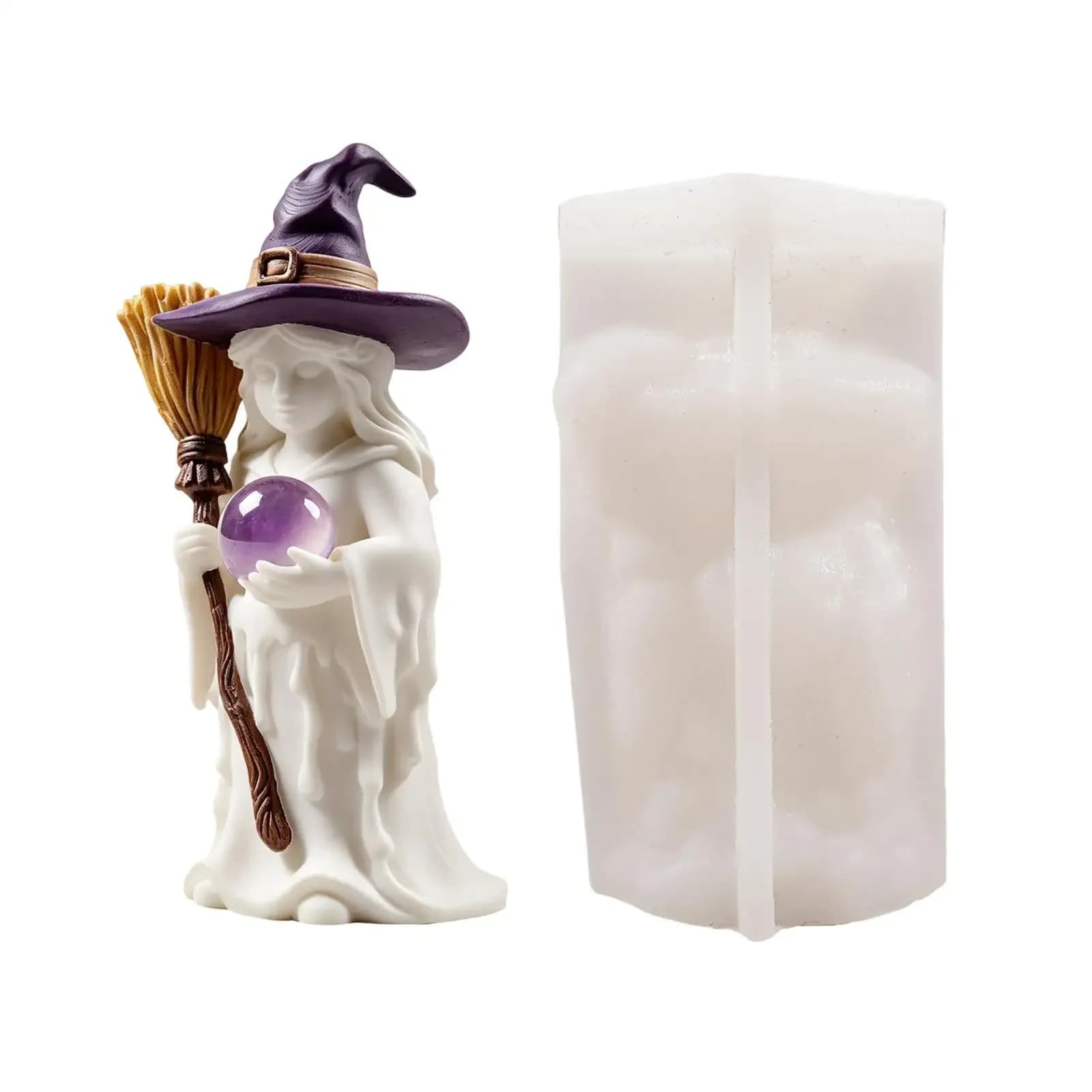 Halloween Witch Silicone Candle Mold 3D Witch Resin Casting Aromatherapy Mold Candle Mould for Resin Craft Clay Plaster Ornament