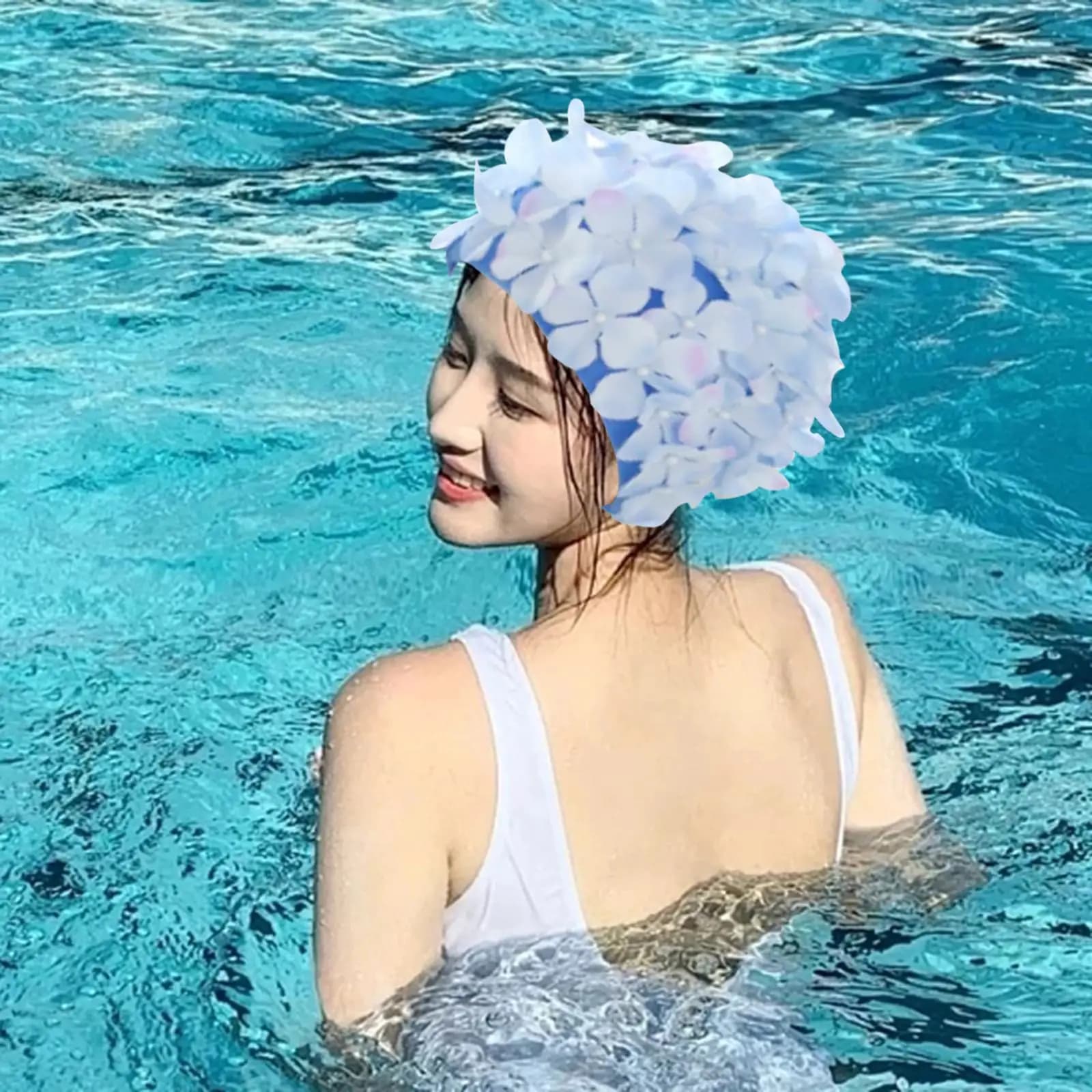 Floral Swimming Head Long Hair Women's Bathtub Hat Ear Protection Water Sports Pool Head Fashion Design Fast Drying Bathroom Hat