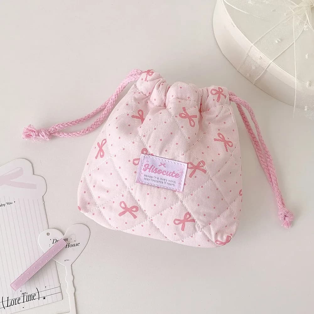 New Bowknot Drawstring Pouch Large Capacity Multi-purpose Cosmetic Bag Dustproof Camera Storage Bag