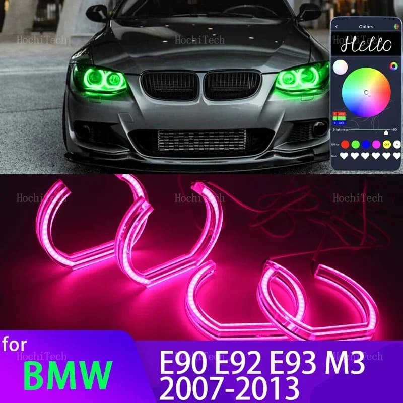 Kit anello occhi angelo led in cristallo stile RGB multicolore DTM M con controllo APP per BMW Serie 3 E90 E92 E93 M3 2007-2013 Coupe Cabriolet