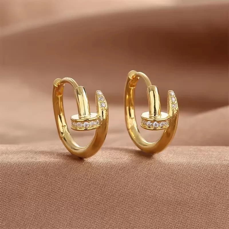 Affascinanti orecchini a cerchio rotondi in cristallo lucido per donna, orecchini minimalisti a forma di chiodo, gioielli alla moda in oro/argento