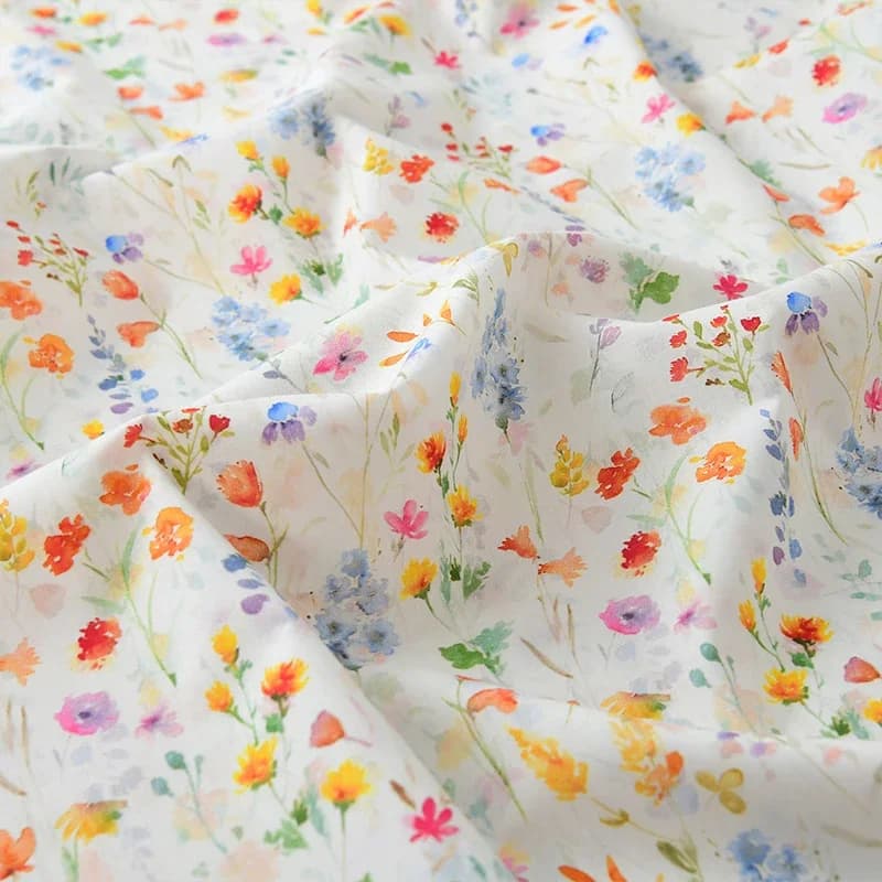 Tessuto di cotone 100% stampato floreale francese popeline stile campagna acquerello stampe di fiori di campo tessuto abito fai da te camicette pigiama