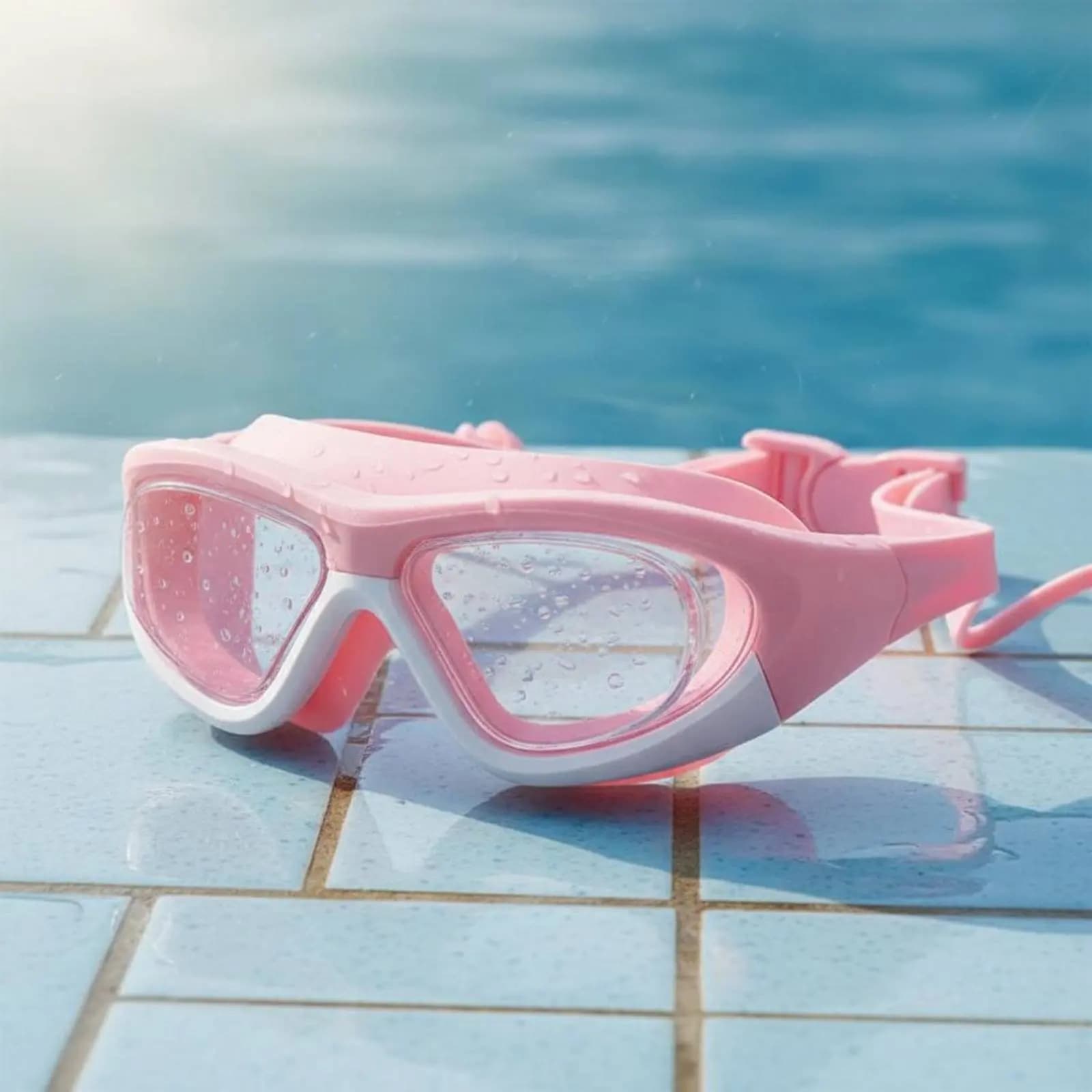 Occhialini da Nuoto per Bambini con Visione Chiara, Montatura Grande, Protezione Anti-Perdita del Cinturino per Ragazzi