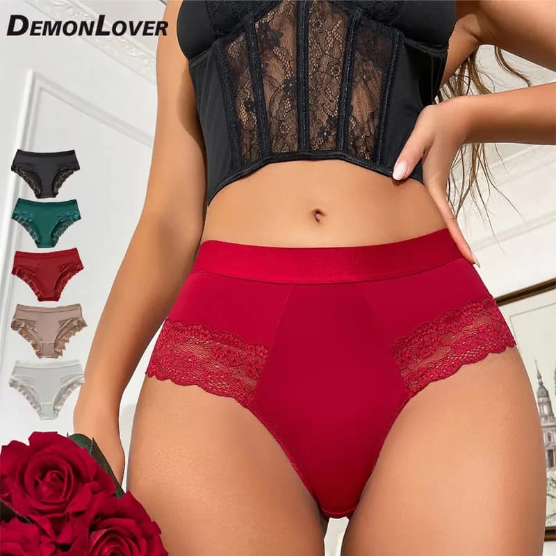 Seductive Women's Lace MidRise Triangle Panties Alluring HighCut Briefs Silky StretchyLingerie Underwear for Intimate Daily Wear