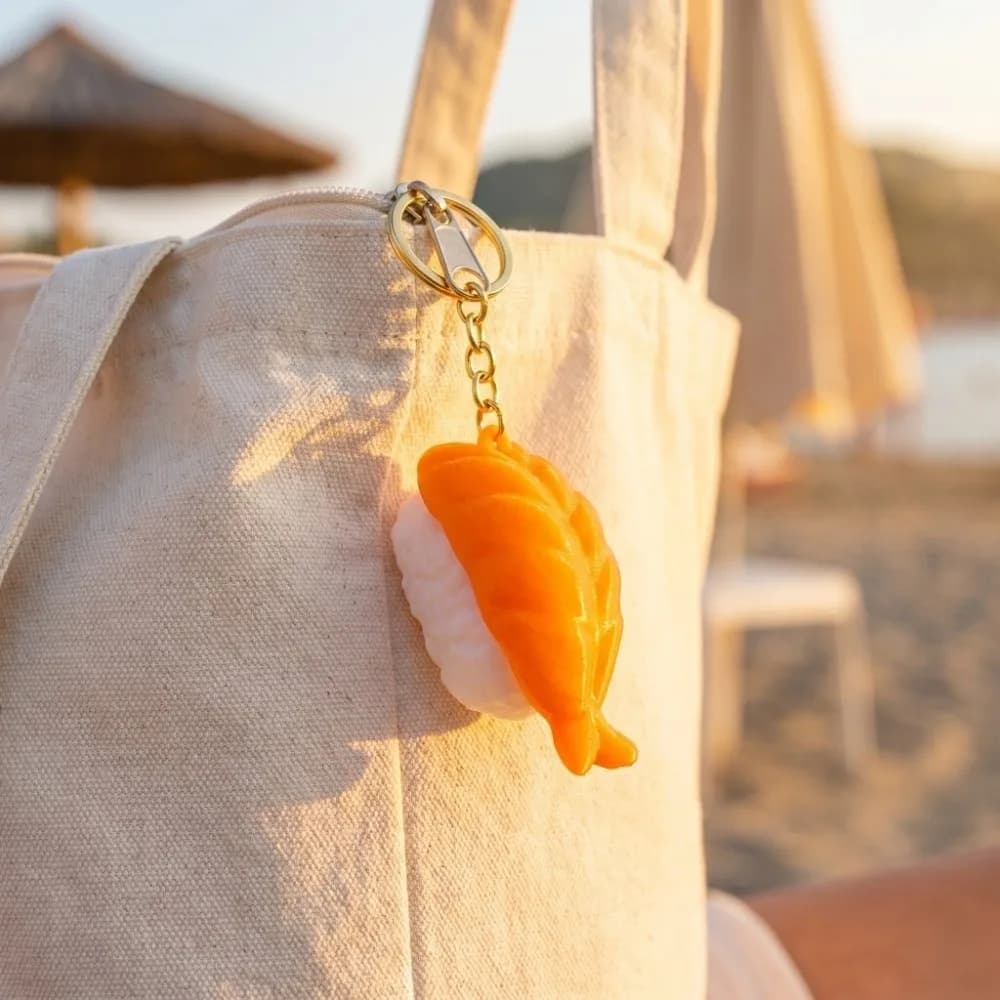 Sushi 3D Printed Clicker Keychain Cute Simulation PLA Fidget Key Ring Multi Styles Eco-Friendly Stress Relief Bag Pendant