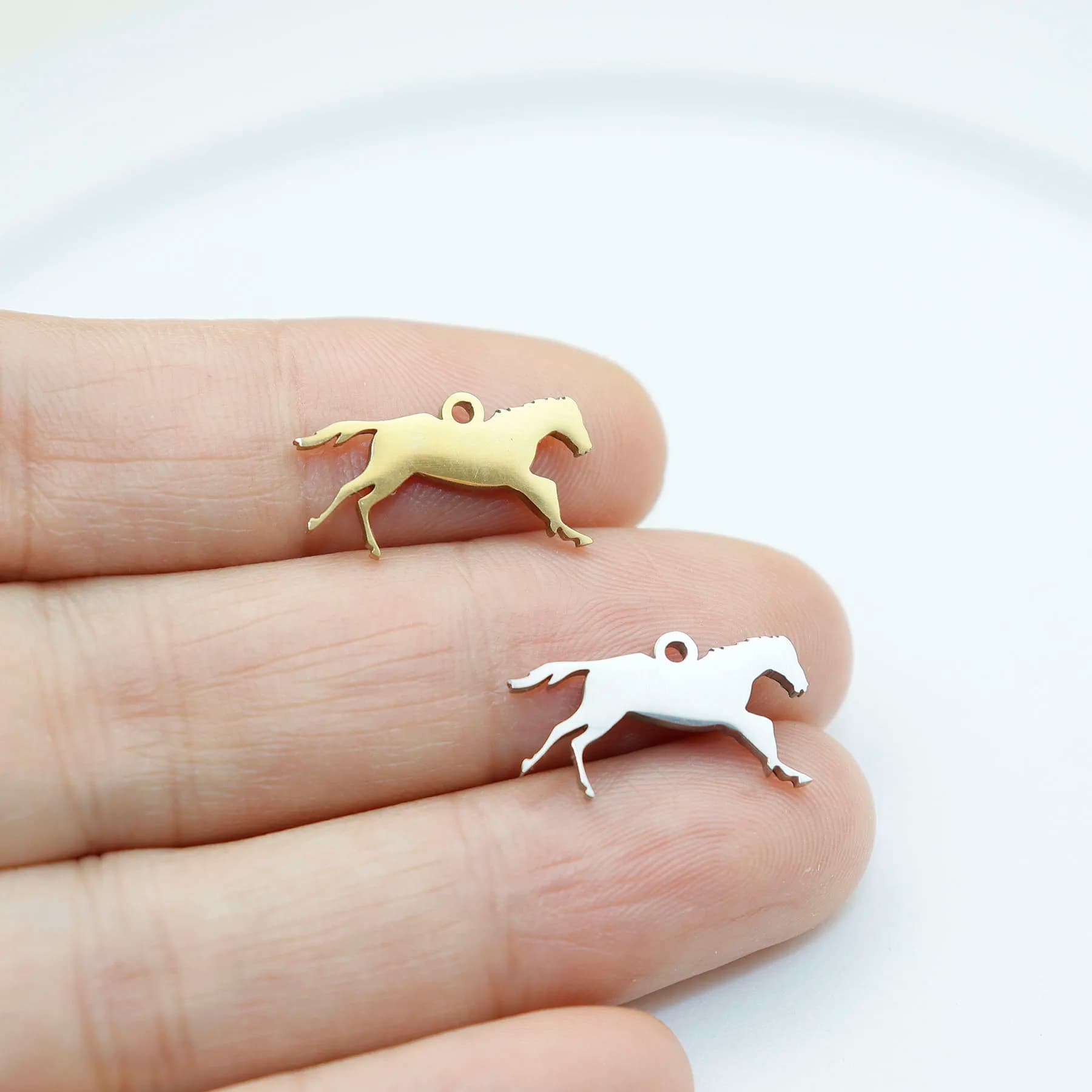 10pcs Stainless Steel Horse Fashion Jewelry Accessory DIY Handcraft Vacuum Plated Waterproof Antiallergic
