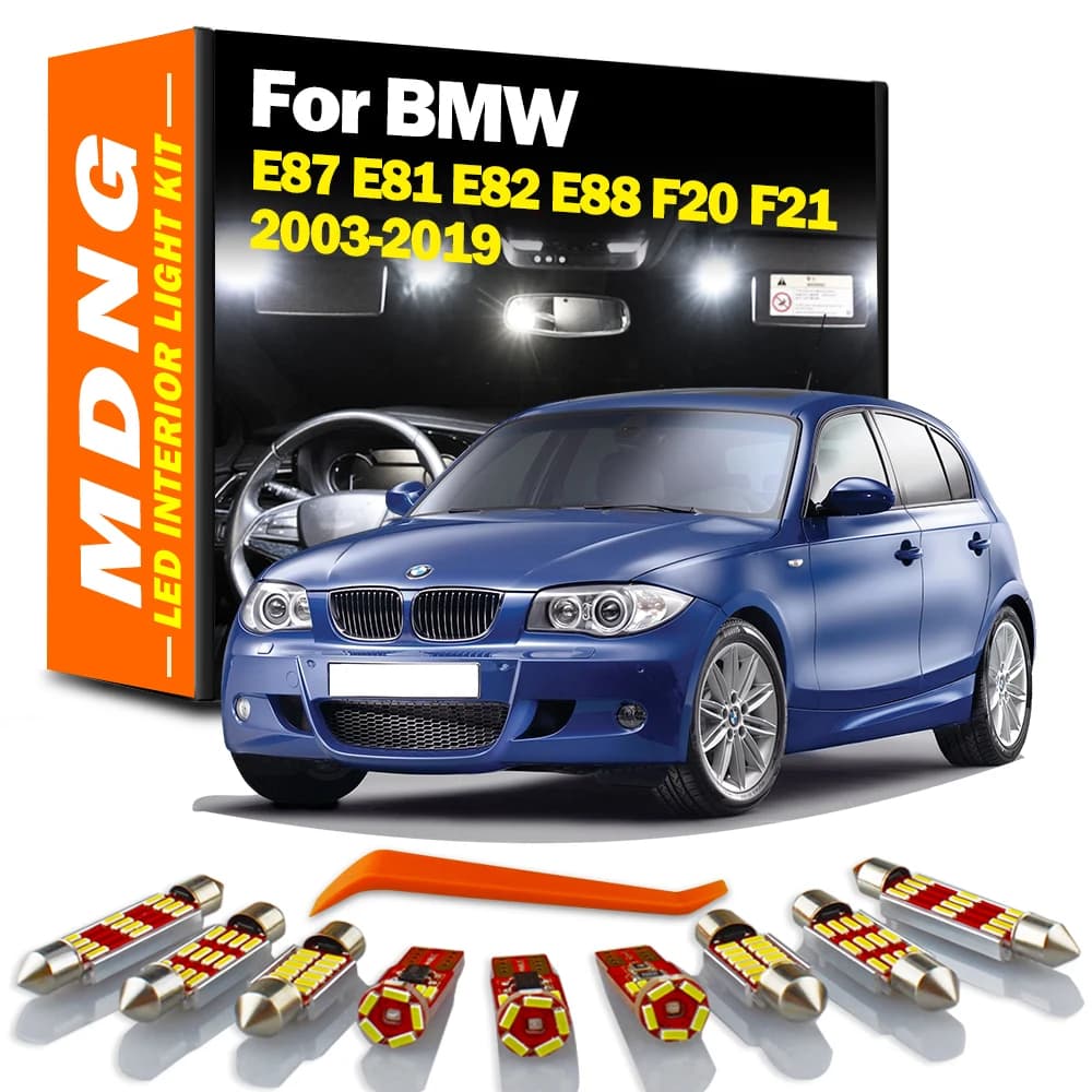 LED Interni Cupola Mappa Tronco Luce Del Piede Lampadine Per Auto Kit Canbus Per BMW Serie 1 E87 E81 E82 E88 F20 F21 2003-2019 Lampada Visiera Solare
