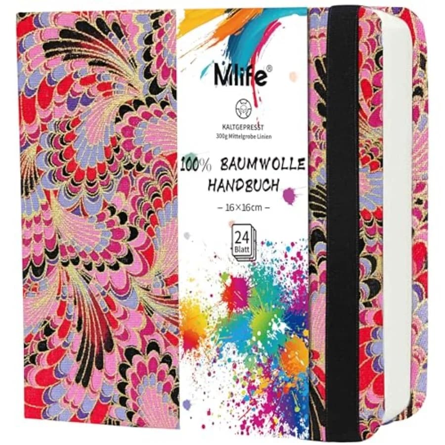 Square Watercolor Sketchbook, 100% Cotton, 300gsm/140lb, Acid-Free, Watercolor Journal for Artists Adults Students, 6.5 * 6.5 I