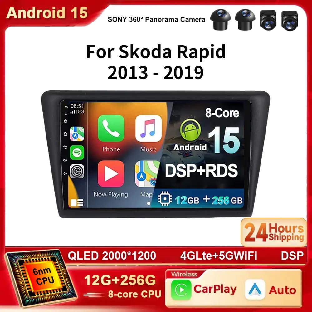 Android 15 Auto GPS Multimedia Per Seat Toledo 2015-2018 Per VW Skoda Rapid 2013 2014 2015 2016 2017 carplay