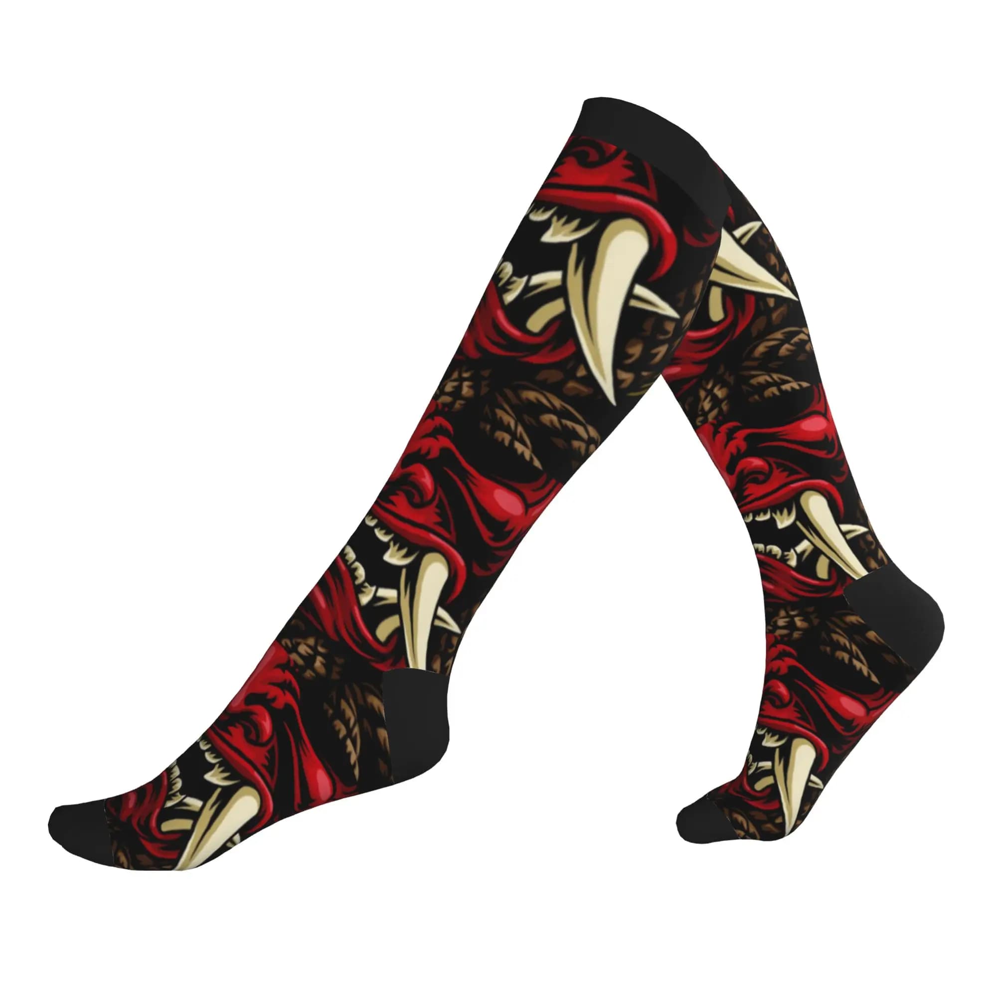 Cute Men's Oni Demon Dress Socks Unisex Warm Breathbale 3D Print Japanese Samurai Ronin Sports Compression Socks