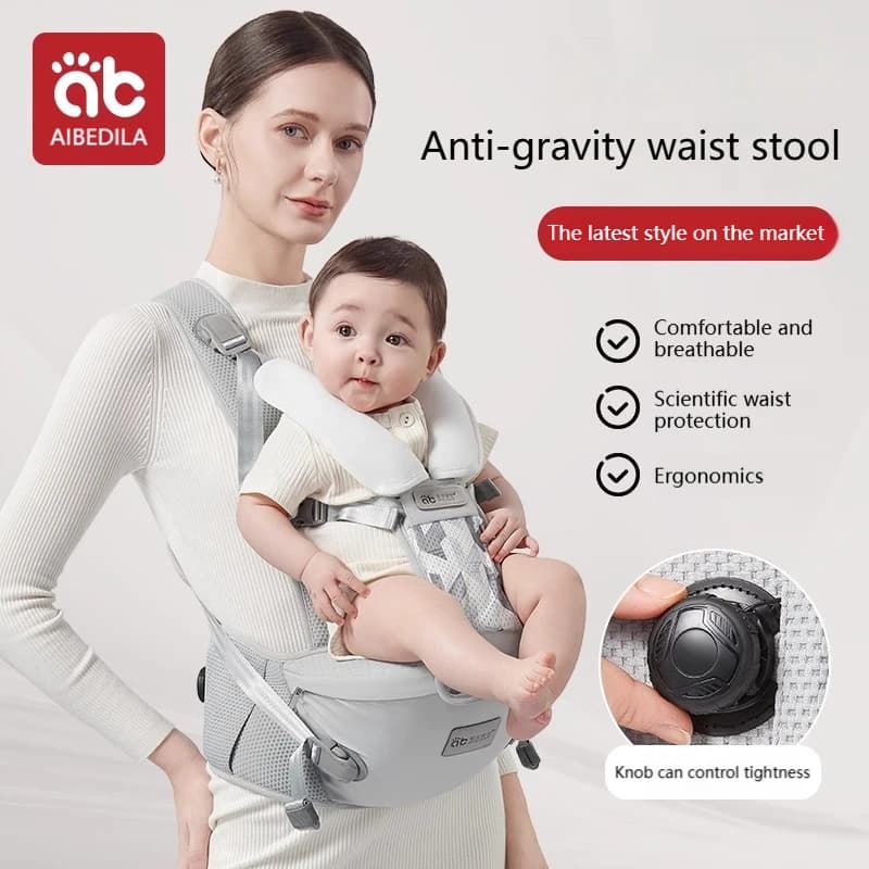 AIBEDILA Marsupio ergonomico a canguro per neonati, per bambini, con imbracatura sul retro, zaino frontale, borsa avvolgente per neonato, 0-6 mesi