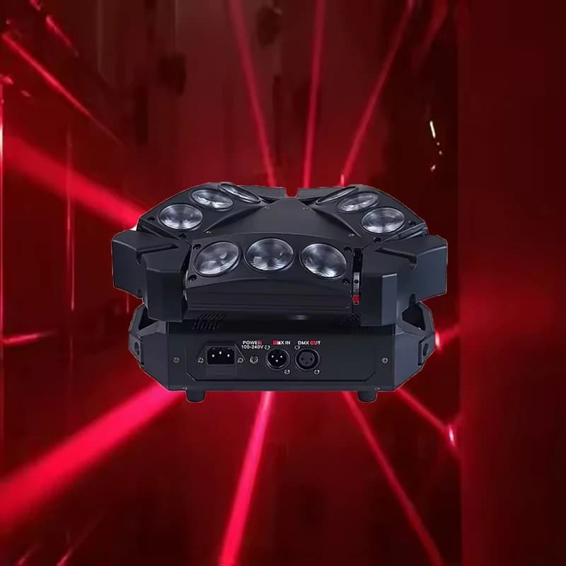 Jacnui Mini Uccello a nove teste 9*3W RGBW 4in1 LED Spider Testa mobile Fascio di luce Dj Discoteca Illuminazione scenica Spettacolo Proiettore