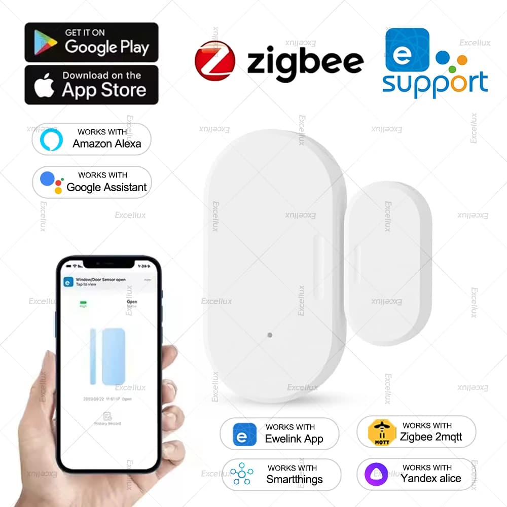 Zigbee Smart Door Window Sensor Rilevatore aperto/chiuso App EWeLink Controllo Allarme di sicurezza Funziona con Alexa Google Home Zigbee2MQTT