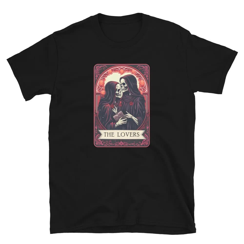 T-shirt unisex con carte dei Tarocchi, I Amanti che unitano i cuori, divertente armonia, Halloween