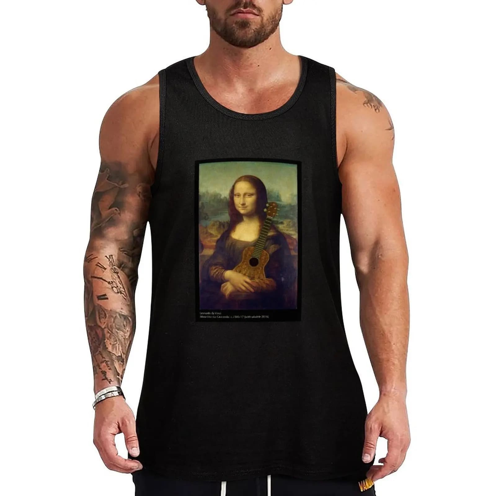 Mona Lisa [with ukulele] Tank Top Quick Dry Tank Top for Running Jogging Athletic Wear
