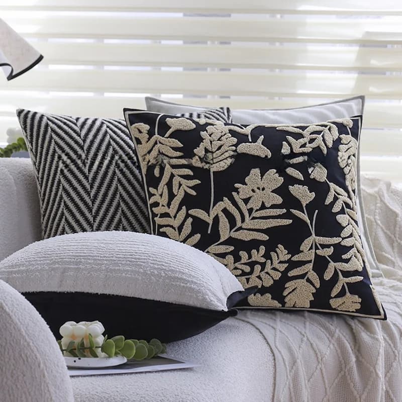 Fodera per cuscino divano bianca e nera, per schienale e finestra, decorazione morbida per soggiorno e camera da letto, stile semplice, senza marchio