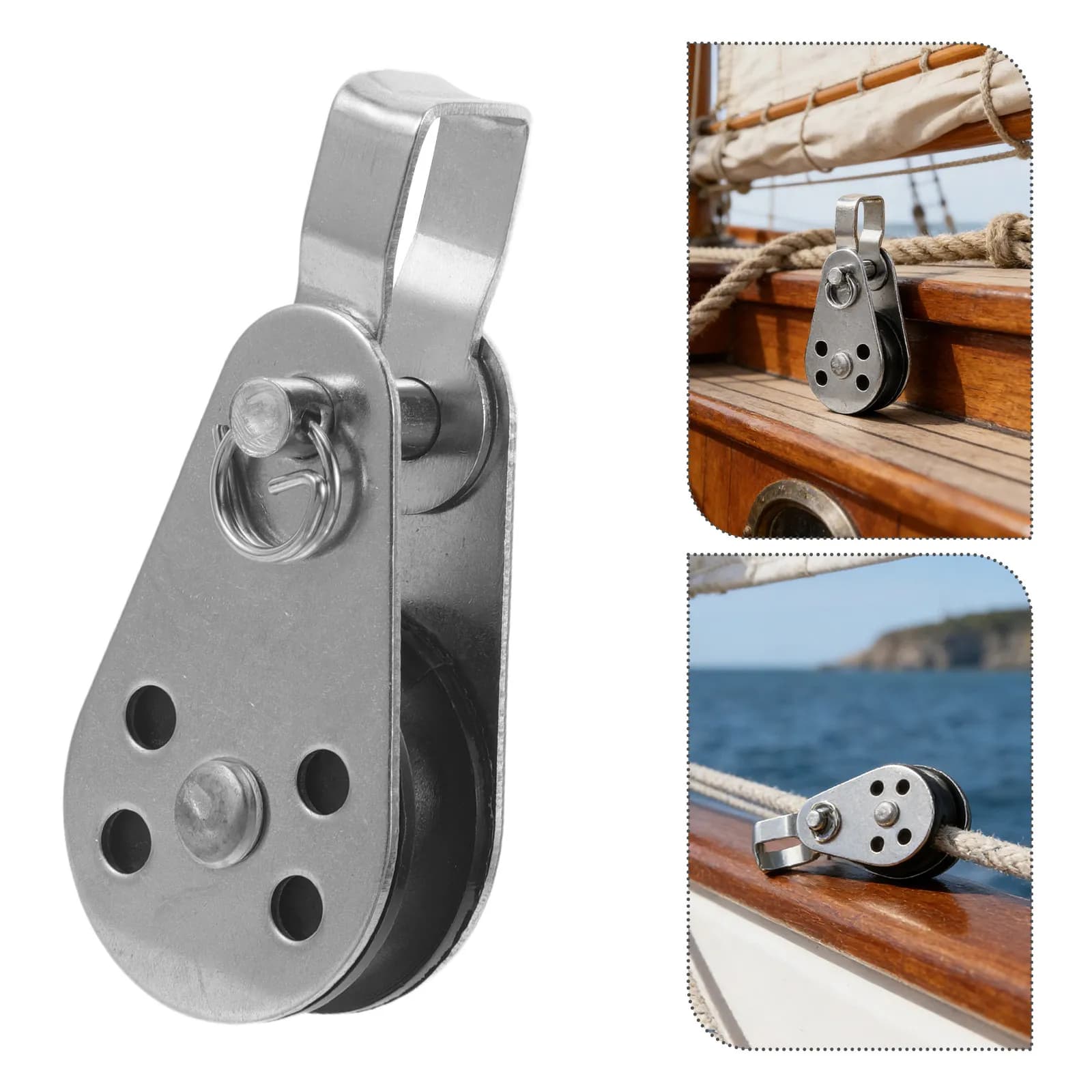 Stainless Steel Marine Pulley Block Single Swivel Sheave for Sailboat Rigging Kayak Anchoring Rope Systems Boat Deck Hardware