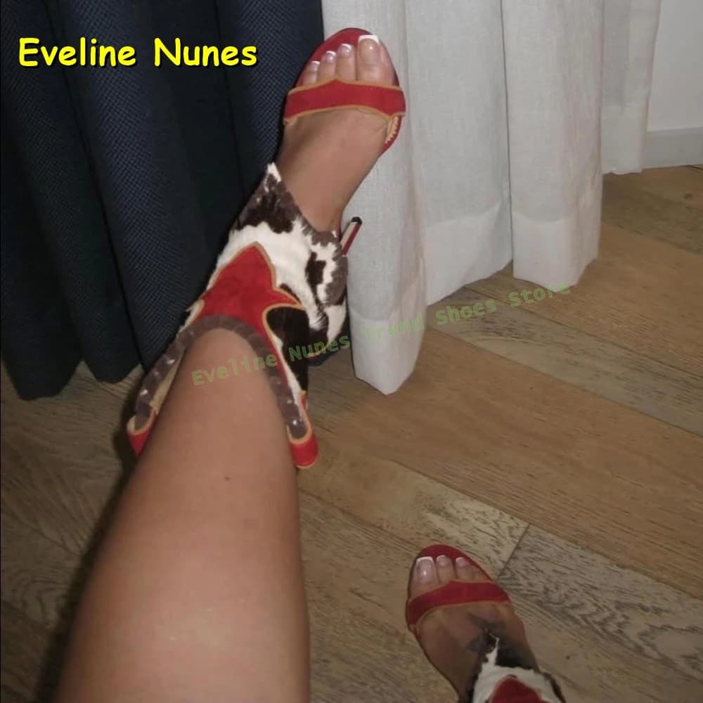 Sexy Sandals with Ankle Strap Model Milk 2025 Summer Street Style Open Toe Slim High Heels Side Air Mixed Color Women's Party Shoes