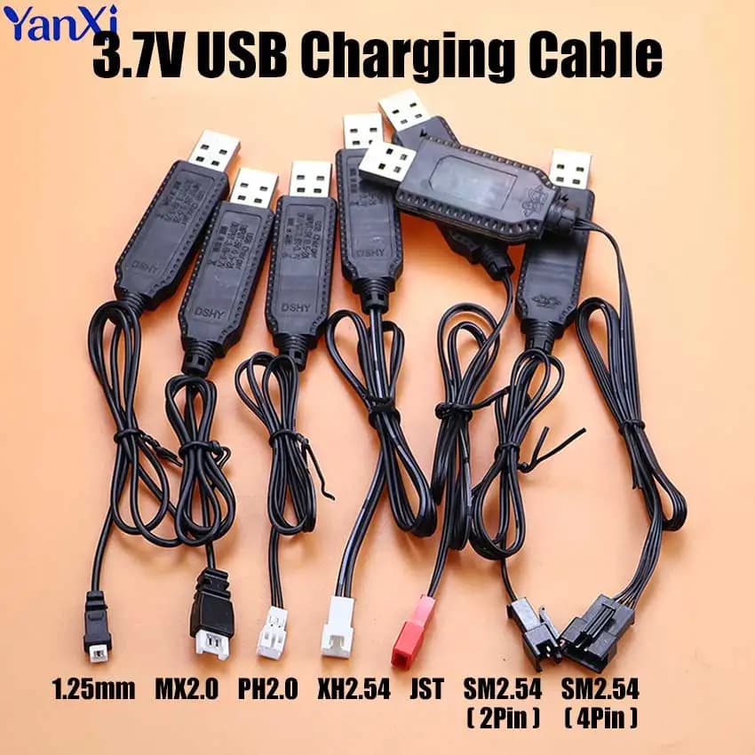 Cavo di ricarica USB per batterie al litio da 3.7V, connettori MX2.0 PH2.0 XH2.54 SM2.54, ricambi per auto RC, aerei RC, quadricotteri RC, giocattoli RC