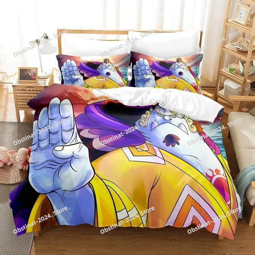 Nuovo set biancheria da letto Jinbe Set letto stampato Copripiumino Lenzuolo Federa Copripiumino morbido Completo Queen King Size 3D Anime Set lenzuola