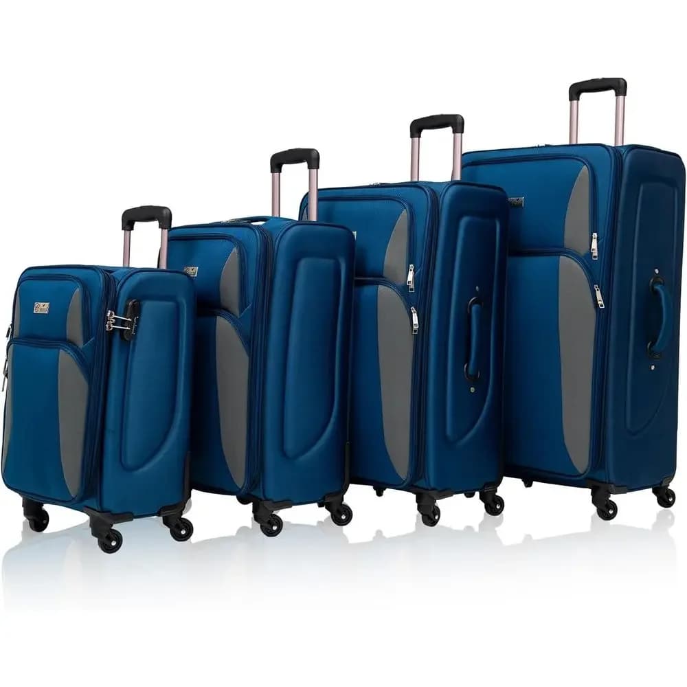 Expandable 4-Piece Luggage Set with Lock, 360° Spinner Wheels, Durable Exterior, 20-32 inches, Navy Blue