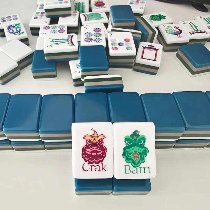 2026for American Mahjong Set 160 Acrylic Tiles Navy Blue Portable Mah Jongg Game Travel Family Party Surprise Gifts