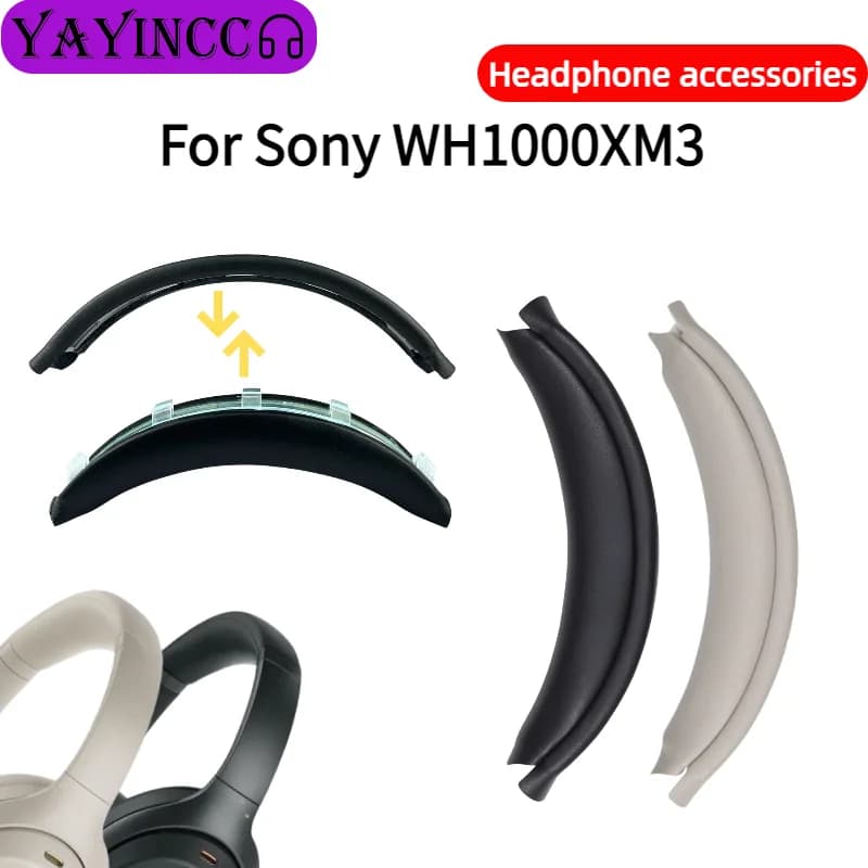 Replacement Easy to install Snap on Headbeam cushion/Protein skin memory sponge ear pad For Sony WH-1000XM3 Headset repair parts