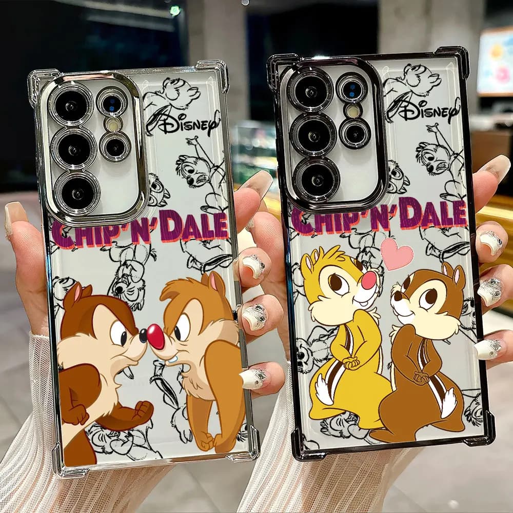 Cover per Samsung Galaxy S26 S25 S26Ultra Edge S24 S23 S22 Plus S21 Ultra FE con Chip & Dale, Custodia Morbida Antiurto per Telefono