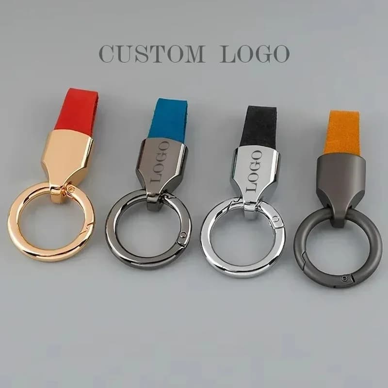 Custom Vintage Retro Keyring Custom Logo Name Car Keyring Nabuk Leather Keyring with Laser Engraving for Gift for Men and Women