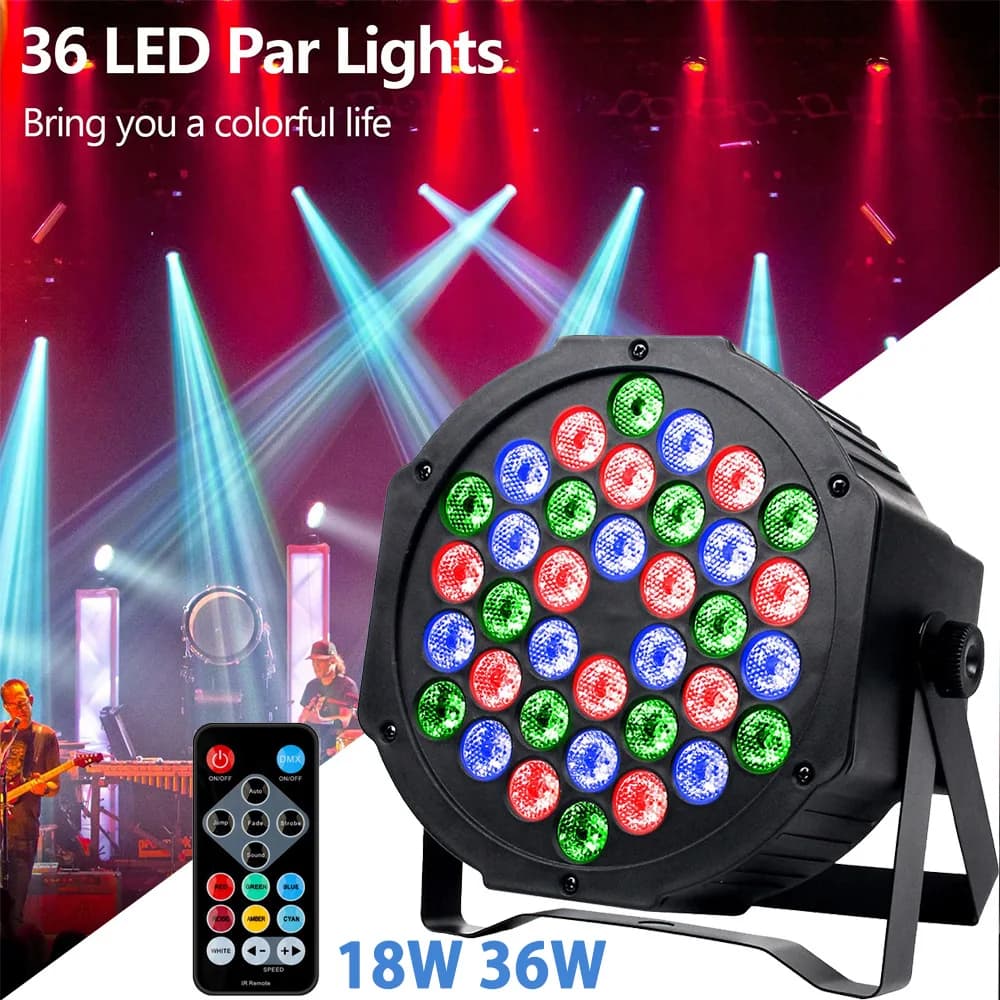 36LED Par Lights 9 modalità 18/36W RGB DJ Stage Lamp Sound Activated Remote DMX Control luce da discoteca per la decorazione di eventi per feste di matrimonio
