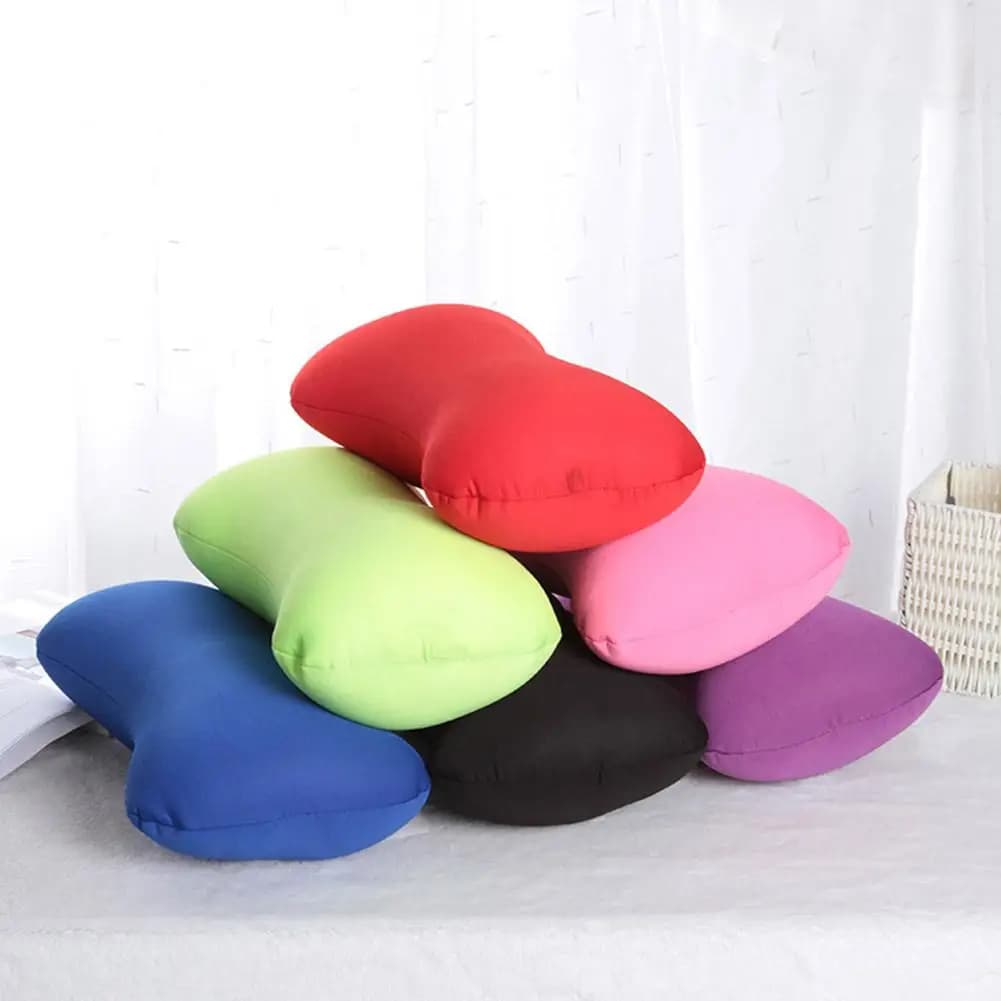 Cuscino a tubo con microsfere, cuscino in schiuma a particelle, cuscino a forma di osso, poggiatesta per casa e viaggio, supporto per il collo, mini cuscino con microsfere
