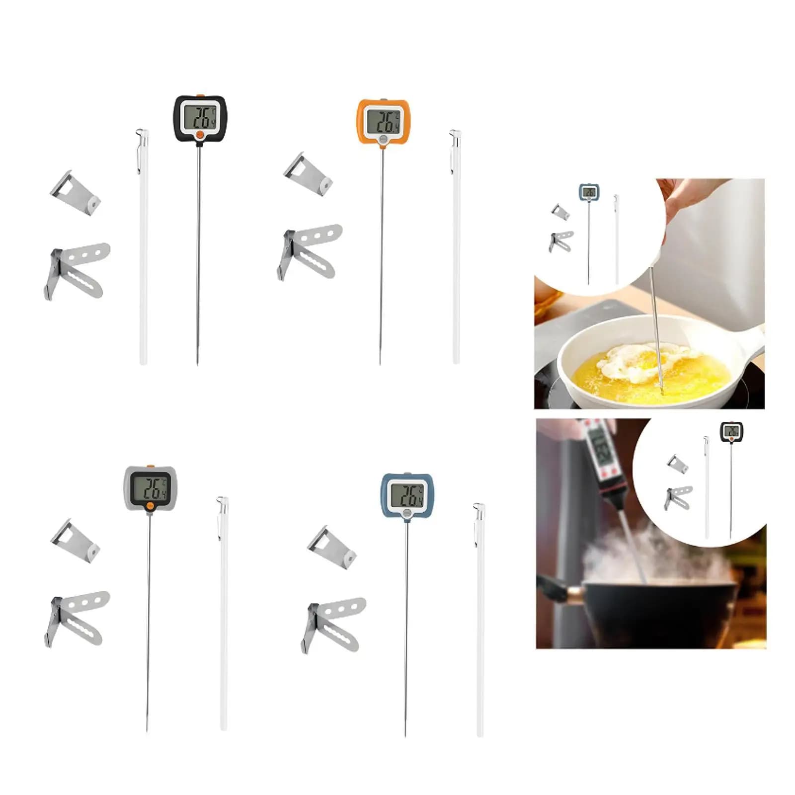 Termometro digitale per inserto per carne Termometro per alimenti da cucina Display LCD ruotabile Sonda in acciaio inossidabile per forno Griglia per tacchino