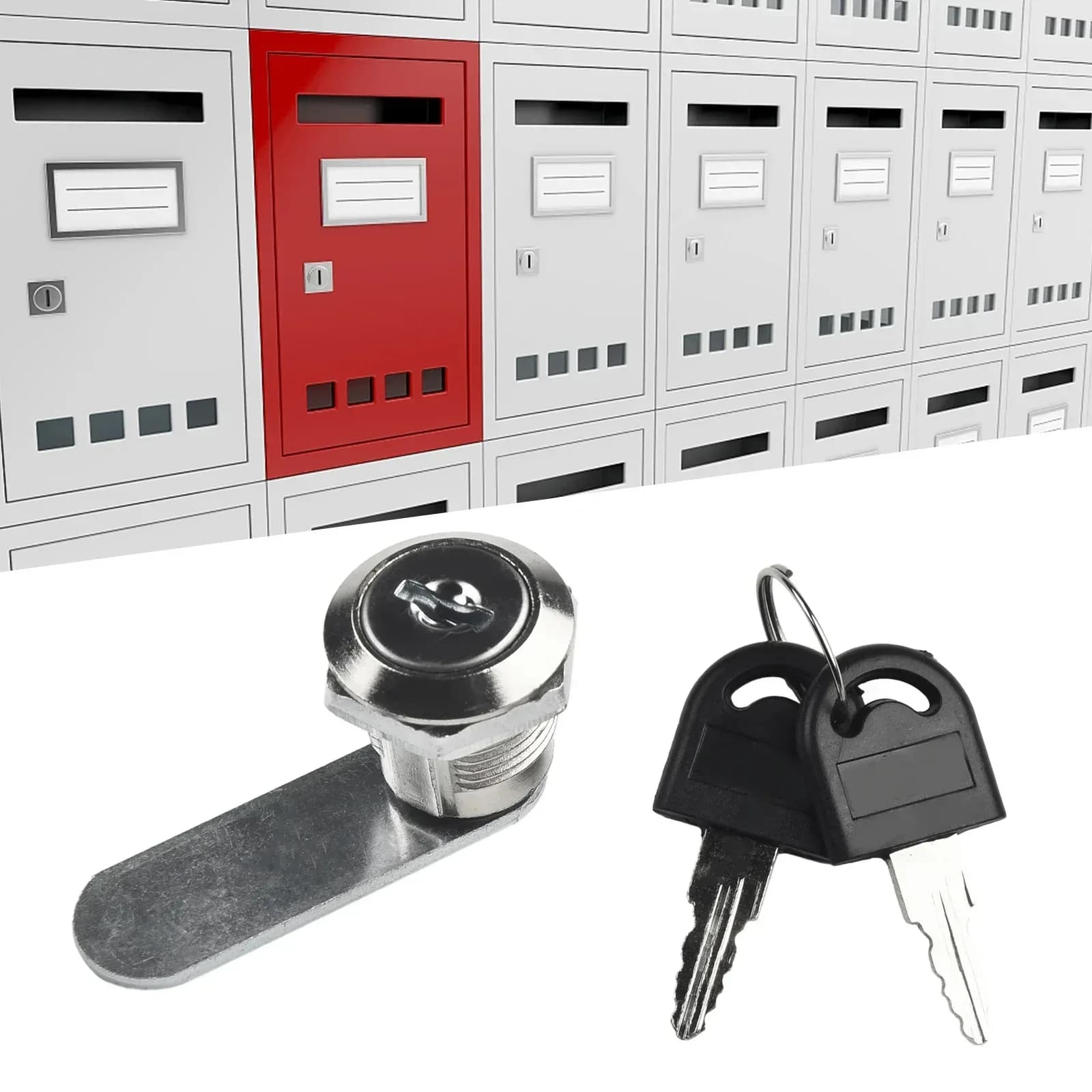 Serratura a Camma di Sicurezza 16-40mm per Armadietti, Cassetti, Cassette Postali, Mobili, Armadietti con 2 Chiavi