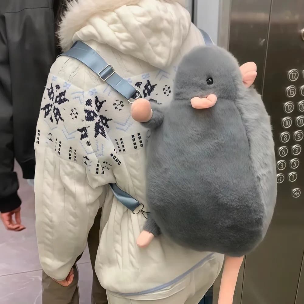 New Cartoon Flower Branch Rat Backpack Flower Branch Rat Doll Soft Realistic Mouse Backpack Cute Animal Figure Plush Toy