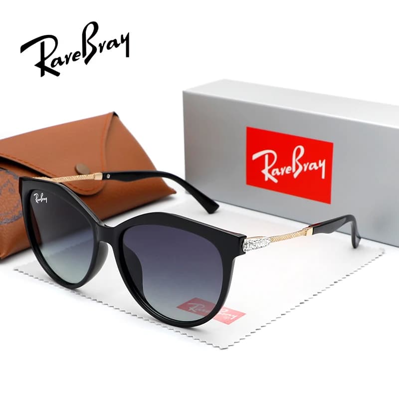 Brand Fashion Cat Eye Sunglasses Women Polarized UV400 Luxury Driving Round Large Frame Glasses Alloy Female Eyewear