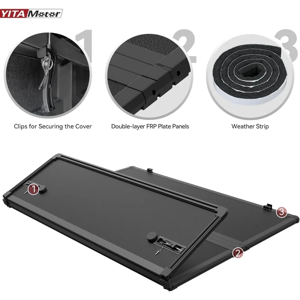 US Shipping Hard Tri Fold Truck Bed Tonneau Cover for Toyota Tacoma 2024 2025 2026 5 ft Bed with Deck Rail System
