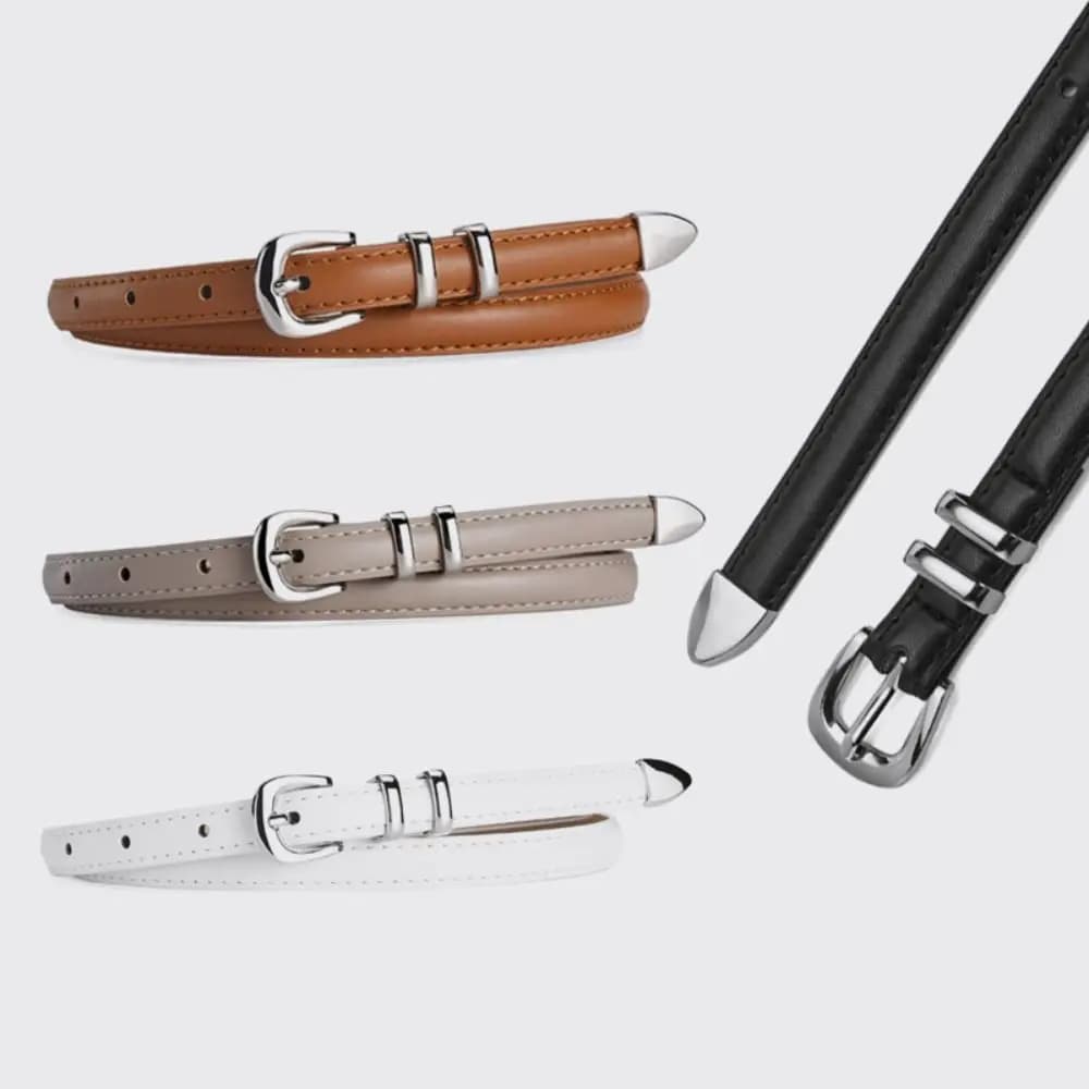 Women Luxury Design PU Leather Belt Casual Versatile Thin Belts Retro Jeans Waist Belt