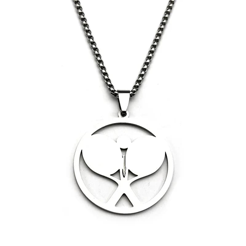 Collana con Ciondolo a Forma di Racchetta da Tennis dal Design Creativo, Stile Sportivo, Gioiello Unisex in Acciaio al Titanio per Uso Quotidiano